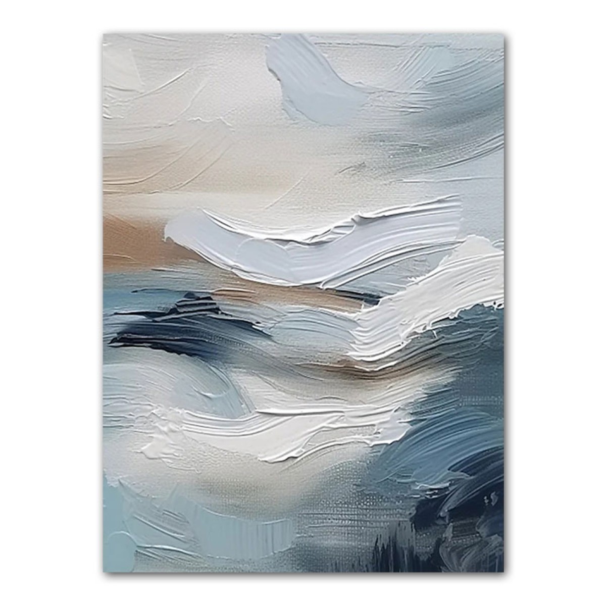 Soft Blue n white 3d Heavy Textured Partial Oil Painting